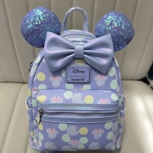 Loungefly Minnie Mouse Exclusive Iridescent  Print Sequin Ear Mini Backpack